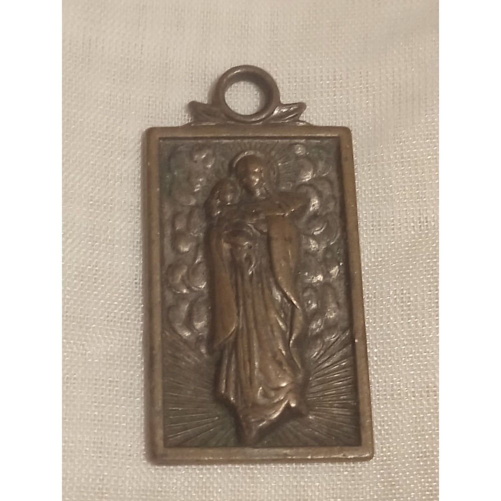 Religious rectangle pendant medal Our lady Of The Snow